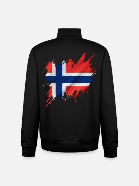 Norwegian flag, torn style - Unisex Organic Zip Sweatshirt by Stanley/Stella - black