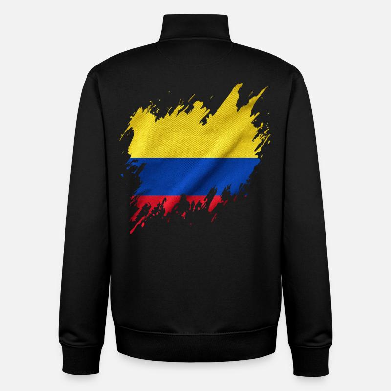 Drapeau de la Colombie, style déchiré - Sweat zippé unisexe en coton bio Stanley/Stella - noir