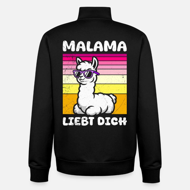 Bientôt maman MALAMA T'AIME Drôle - Sweat zippé unisexe en coton bio Stanley/Stella - noir