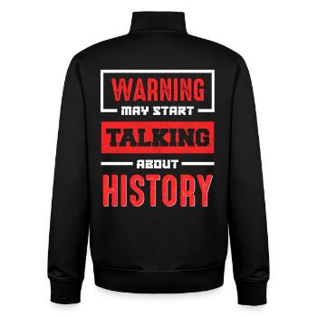 Avertissement Historique Parlez maintenant - Sweat zippé unisexe en coton bio Stanley/Stella - noir - Dos - AI Model Male 185 light (185cm)