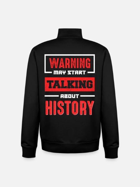 Warning History Talk Now - Unisex Organic Zip Sweatshirt by Stanley/Stella - black