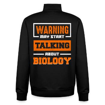 Warning: Biology Talk - Unisex Organic Zip Sweatshirt by Stanley/Stella - black - Back - AI Model Male 185 light (185cm)