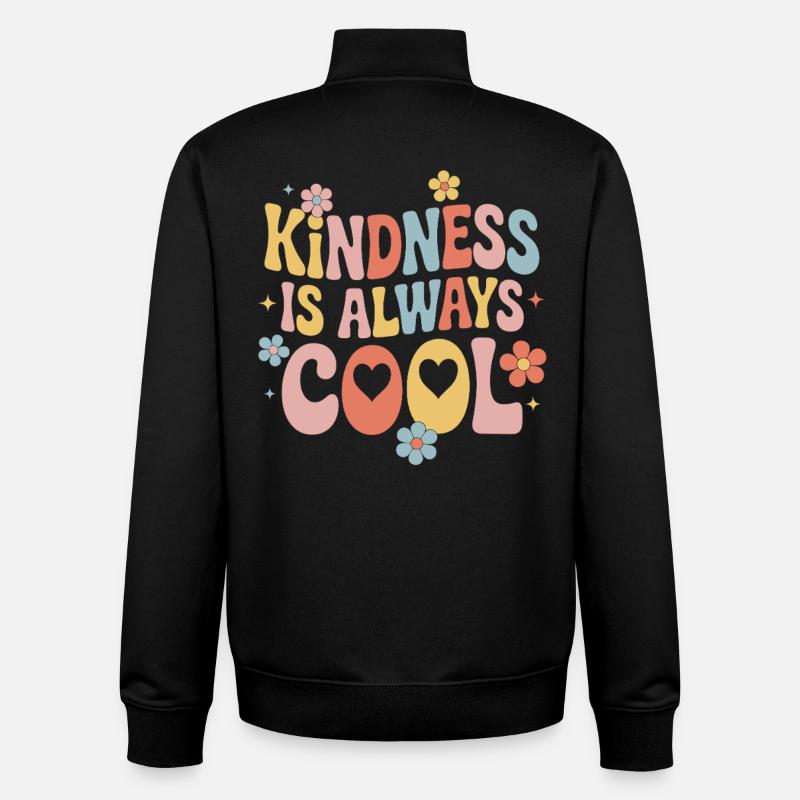 Freundlichkeit Ist Immer Cool Bunte Blüten - Unisex Organic Zip Sweatshirt von Stanley/Stella - Schwarz