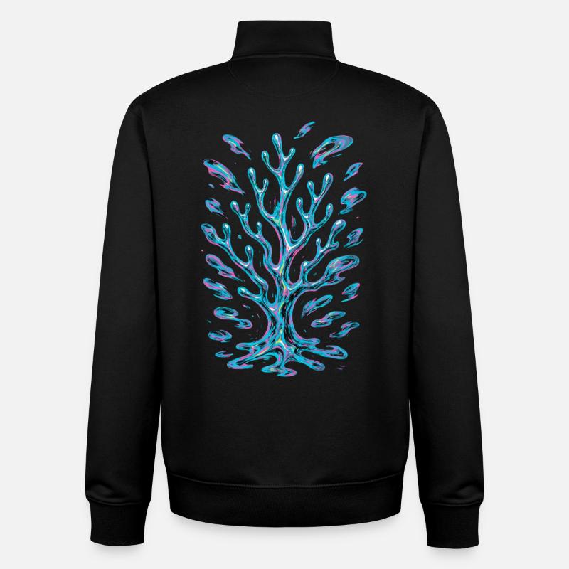 Corail abstrait AI - Sweat zippé unisexe en coton bio Stanley/Stella - noir