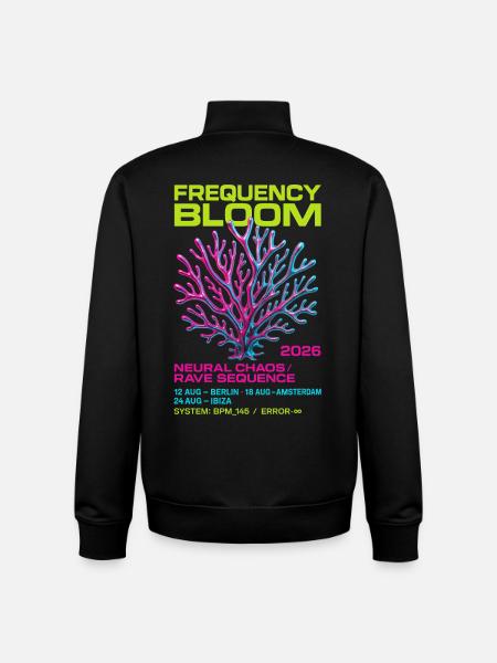 Fréquence Bloom - Sweat zippé unisexe en coton bio Stanley/Stella - noir