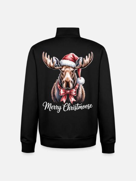 Christmas Moose – Merry Christmoose - Unisex Organic Zip Sweatshirt by Stanley/Stella - black