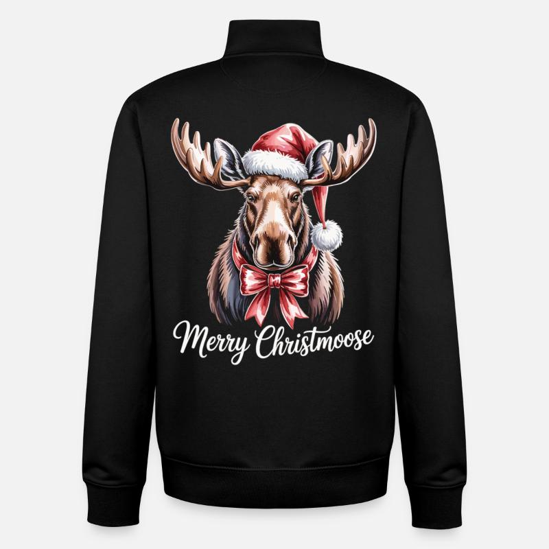 Christmas Moose – Merry Christmoose - Unisex Organic Zip Sweatshirt by Stanley/Stella - black