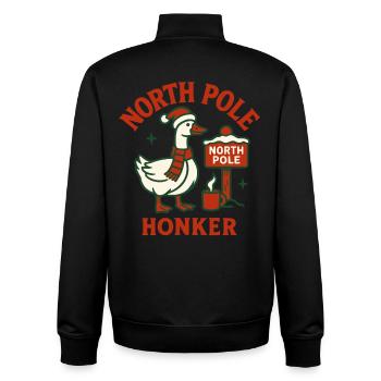 Drôle d’oie Noël Père Noël Pôle Nord Klaxon - Sweat zippé unisexe en coton bio Stanley/Stella - noir - Dos - AI Model Male 185 light (185cm)