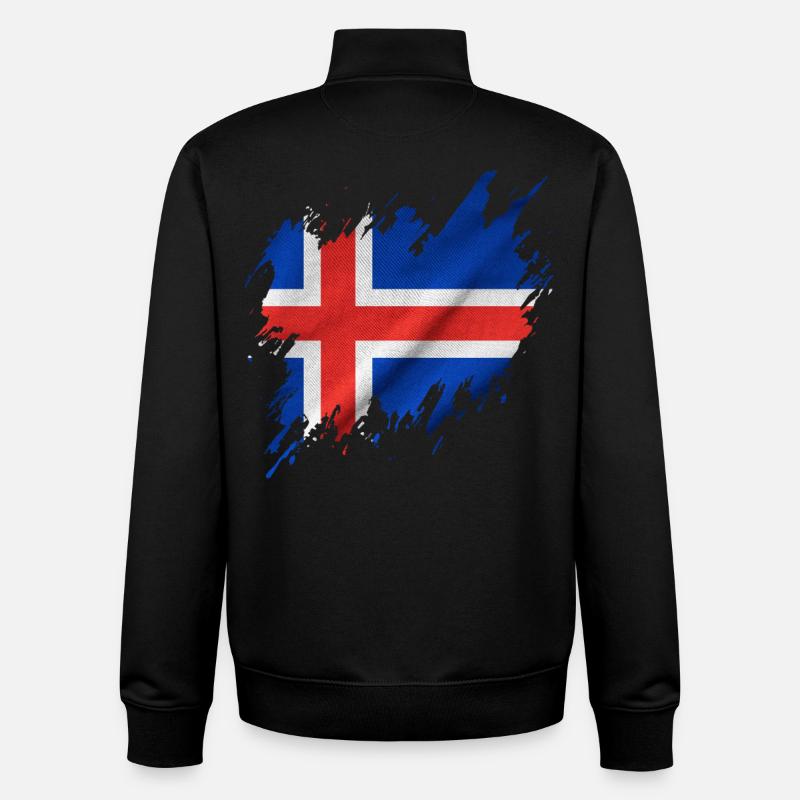 Drapeau islandais, style déchiré - Sweat zippé unisexe en coton bio Stanley/Stella - noir