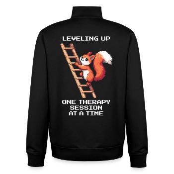 Level Up mit jeder Therapie | Wachstum, Heilung - Unisex Organic Zip Sweatshirt von Stanley/Stella - Schwarz - Hinten - AI Model Male 185 light (185cm)