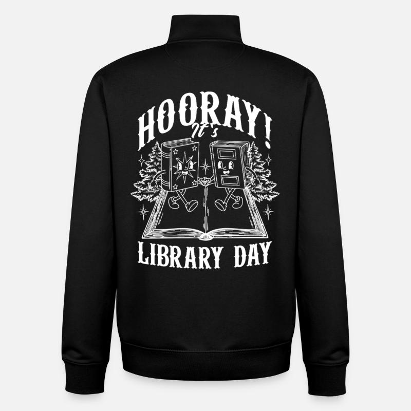 Library Day Librarian Reading Librarian - Unisex Organic Zip Sweatshirt by Stanley/Stella - black