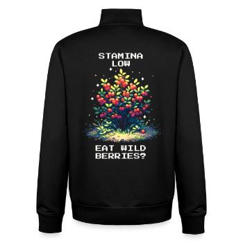 Ausdauer low? Wilde Beeren essen? | Bushcraft - Unisex Organic Zip Sweatshirt von Stanley/Stella - Schwarz - Hinten - AI Model Male 185 light (185cm)