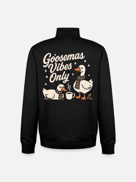 Goosemas Vibes Only Christmas Goose - Unisex Organic Zip Sweatshirt by Stanley/Stella - black