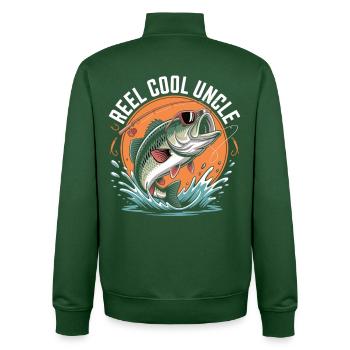 Cool Uncle Fishing - Chemise de pêcheur drôle - Sweat zippé unisexe en coton bio Stanley/Stella - vert bouteille - Dos - AI Model Male 185 dark (185cm)