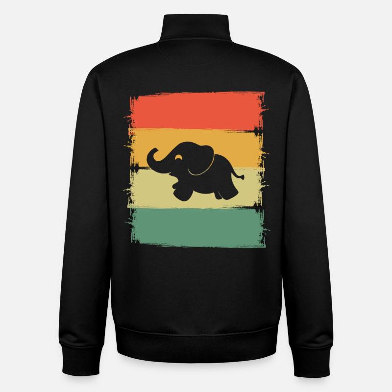 Éléphant - Sweat zippé unisexe en coton bio Stanley/Stella - noir