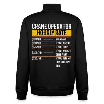 Crane Operator Hourly Rate Funny - Unisex Organic Zip Sweatshirt von Stanley/Stella - Schwarz - Hinten - AI Model Male 185 light (185cm)
