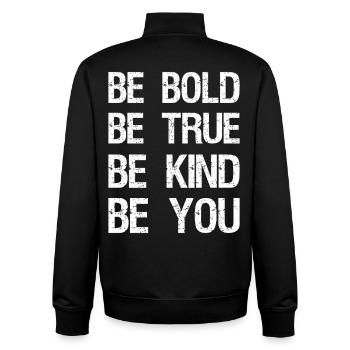 be bold be true be kind be you - Unisex Organic Zip Sweatshirt von Stanley/Stella - Schwarz - Hinten - AI Model Male 185 light (185cm)