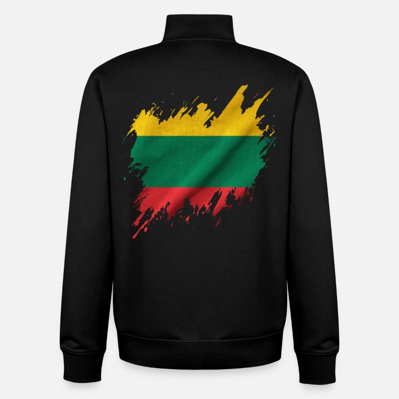 Drapeau lituanien, style déchiré - Sweat zippé unisexe en coton bio Stanley/Stella - noir