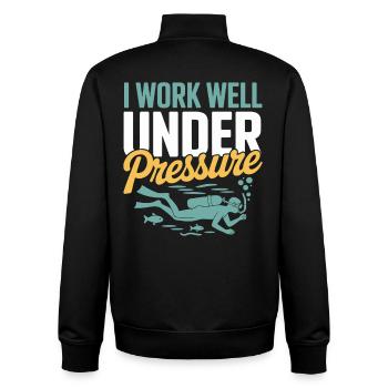 Taucher: I function well under pressure - Unisex Organic Zip Sweatshirt by Stanley/Stella - black - Back - AI Model Male 185 light (185cm)
