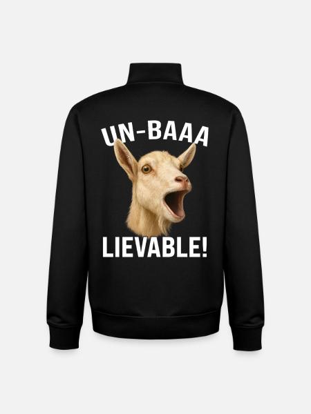 Goat Goat Farming Goat Farmer Un-Baaa-Lievable - Unisex Organic Zip Sweatshirt by Stanley/Stella - black