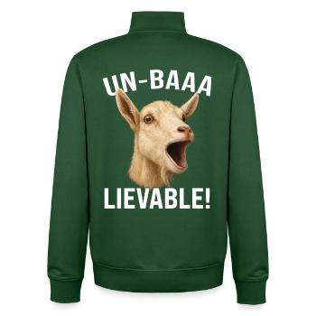 Goat Goat Farming Goat Farmer Un-Baaa-Lievable - Unisex Organic Zip Sweatshirt by Stanley/Stella - bottle green - Back - AI Model Male 185 dark (185cm)