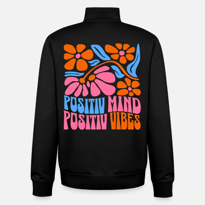 Positiver Geist Positive Vibes - Sweat zippé unisexe en coton bio Stanley/Stella - noir