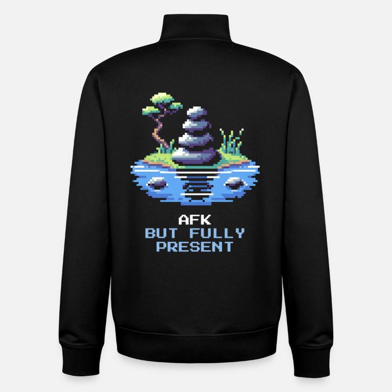 AFK, but fully present | Mindfulness, Meditation - Unisex Organic Zip Sweatshirt by Stanley/Stella - black