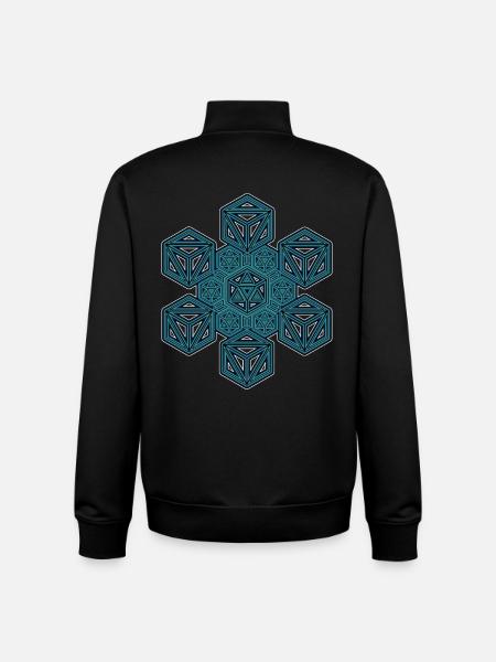 Geometric Snowflake Blue Festival Meditation - Unisex Organic Zip Sweatshirt by Stanley/Stella - black