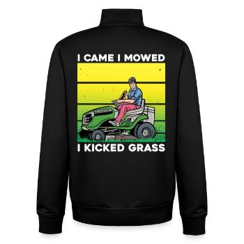 I Came I Mowed I Kicked Grass - Unisex Organic Zip Sweatshirt von Stanley/Stella - Schwarz - Hinten - AI Model Male 185 light (185cm)