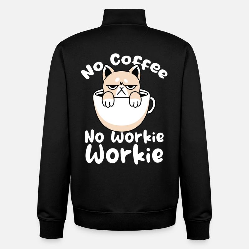 Motif de café Catty - Sweat zippé unisexe en coton bio Stanley/Stella - noir