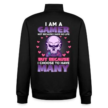 Gaming - Unisex Organic Zip Sweatshirt von Stanley/Stella - Schwarz - Hinten - AI Model Male 185 light (185cm)