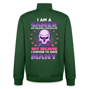 Gaming - Unisex Organic Zip Sweatshirt von Stanley/Stella - Flaschengrün - Hinten - AI Model Male 185 dark (185cm)