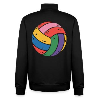 Volley-ball coloré pour les amateurs de sport - Sweat zippé unisexe en coton bio Stanley/Stella - noir - Dos - AI Model Male 185 light (185cm)