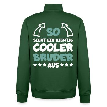 Richtig Cooler Bruder Lustig Geschenk - Unisex Organic Zip Sweatshirt von Stanley/Stella - Flaschengrün - Hinten - AI Model Male 185 dark (185cm)