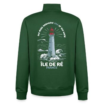 Ile de Ré Voyage Charente Maritimer Leuchtturm - Unisex Organic Zip Sweatshirt von Stanley/Stella - Flaschengrün - Hinten - AI Model Male 185 dark (185cm)
