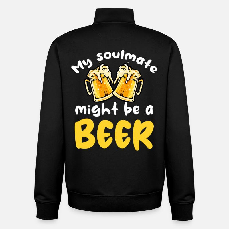 My soulmate could be beer - Unisex Organic Zip Sweatshirt by Stanley/Stella - black