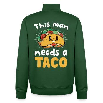 Dieser Mann braucht ein Taco - Unisex Organic Zip Sweatshirt von Stanley/Stella - Flaschengrün - Hinten - AI Model Male 185 dark (185cm)