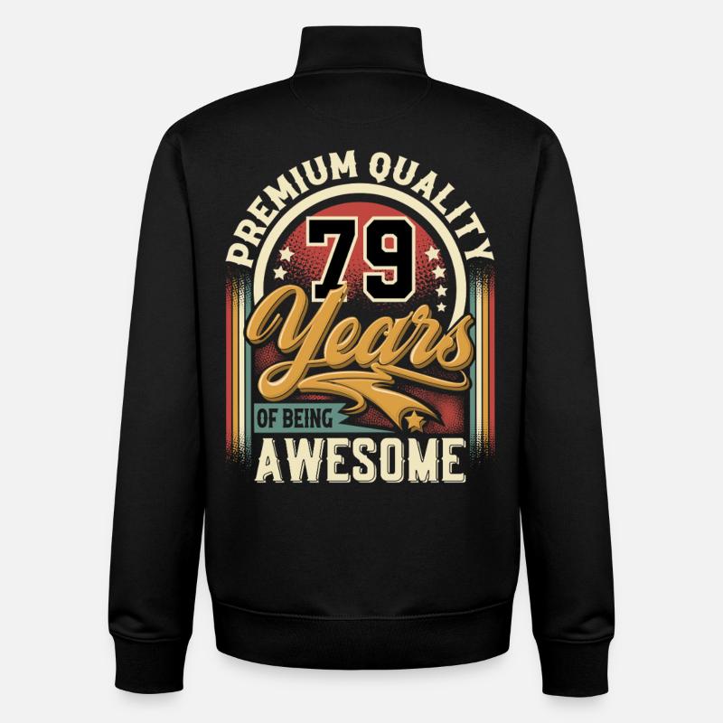 79e anniversaire - Sweat zippé unisexe en coton bio Stanley/Stella - noir