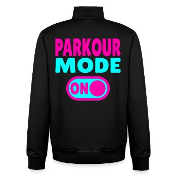 Parkour Mode ON - Unisex Organic Zip Sweatshirt by Stanley/Stella - black - Back - AI Model Male 185 light (185cm)