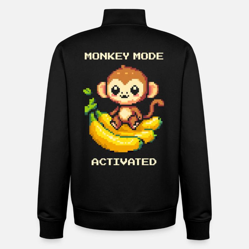 Mode Singe activé | Singe, Banane, Mignon - Sweat zippé unisexe en coton bio Stanley/Stella - noir