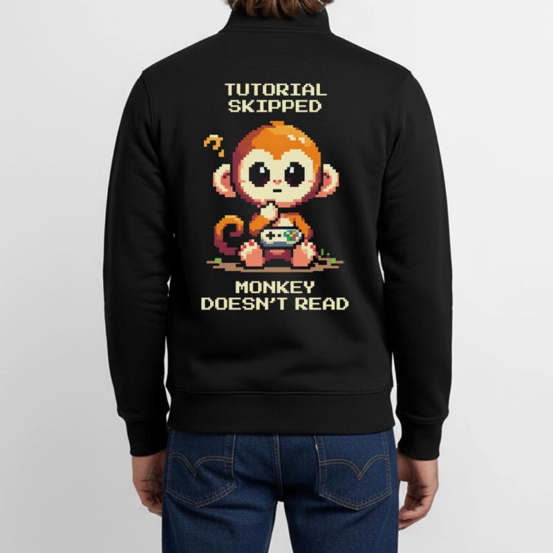 Tutorial skipped – Monkey doesn't read | Noob humor Unisex Organic Zip Sweatshirt by Stanley/Stella