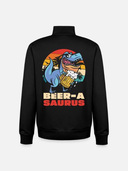 BeerA Saurus Dino with beer mug - Unisex Organic Zip Sweatshirt by Stanley/Stella - black