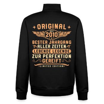 2010 Jahrgang Lebende Legende 16. Geburtstag - Unisex Organic Zip Sweatshirt von Stanley/Stella - Schwarz - Hinten - AI Model Male 185 light (185cm)
