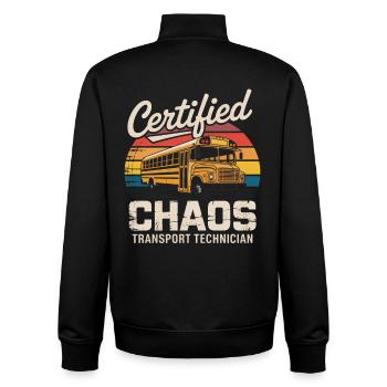 Chaos Transport Techniker Funny Schulbusfahrer - Unisex Organic Zip Sweatshirt von Stanley/Stella - Schwarz - Hinten - AI Model Male 185 light (185cm)