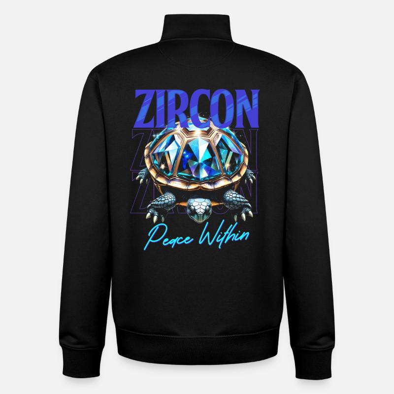 Pierre de naissance Zircon Décembre - Sweat zippé unisexe en coton bio Stanley/Stella - noir