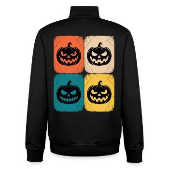 Retro Pumpkin Halloween Pop Art Style - Unisex Organic Zip Sweatshirt by Stanley/Stella - black - Back - AI Model Male 185 light (185cm)