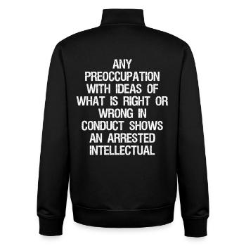 any preoccupation with ideas of what is right - Unisex Organic Zip Sweatshirt by Stanley/Stella - black - Back - AI Model Male 185 light (185cm)