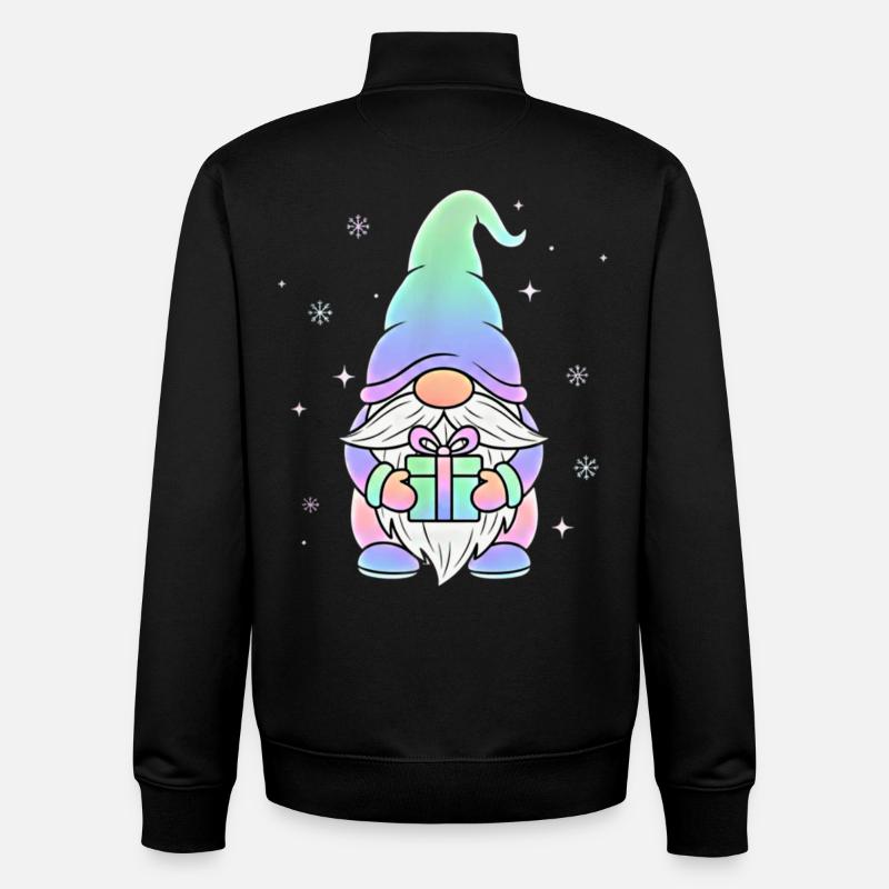 Gnome de Noël Pastel Dégradé - Sweat zippé unisexe en coton bio Stanley/Stella - noir