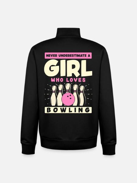 GIRL Bowling Heart Powerful Love - Unisex Organic Zip Sweatshirt by Stanley/Stella - black