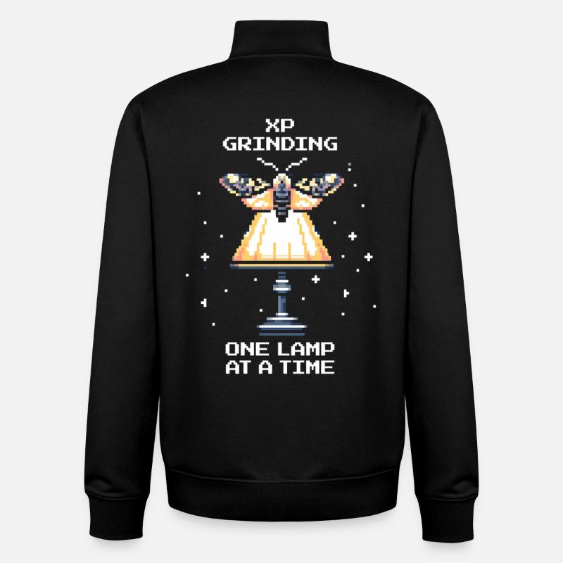 XP Grinding | Moth Gamer Saying - Unisex Organic Zip Sweatshirt by Stanley/Stella - black
